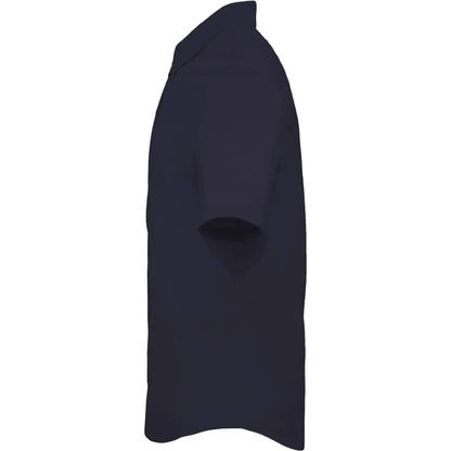 Left View of Blue TATRA Eco Short Sleeve Knit Shirt - Men's plain