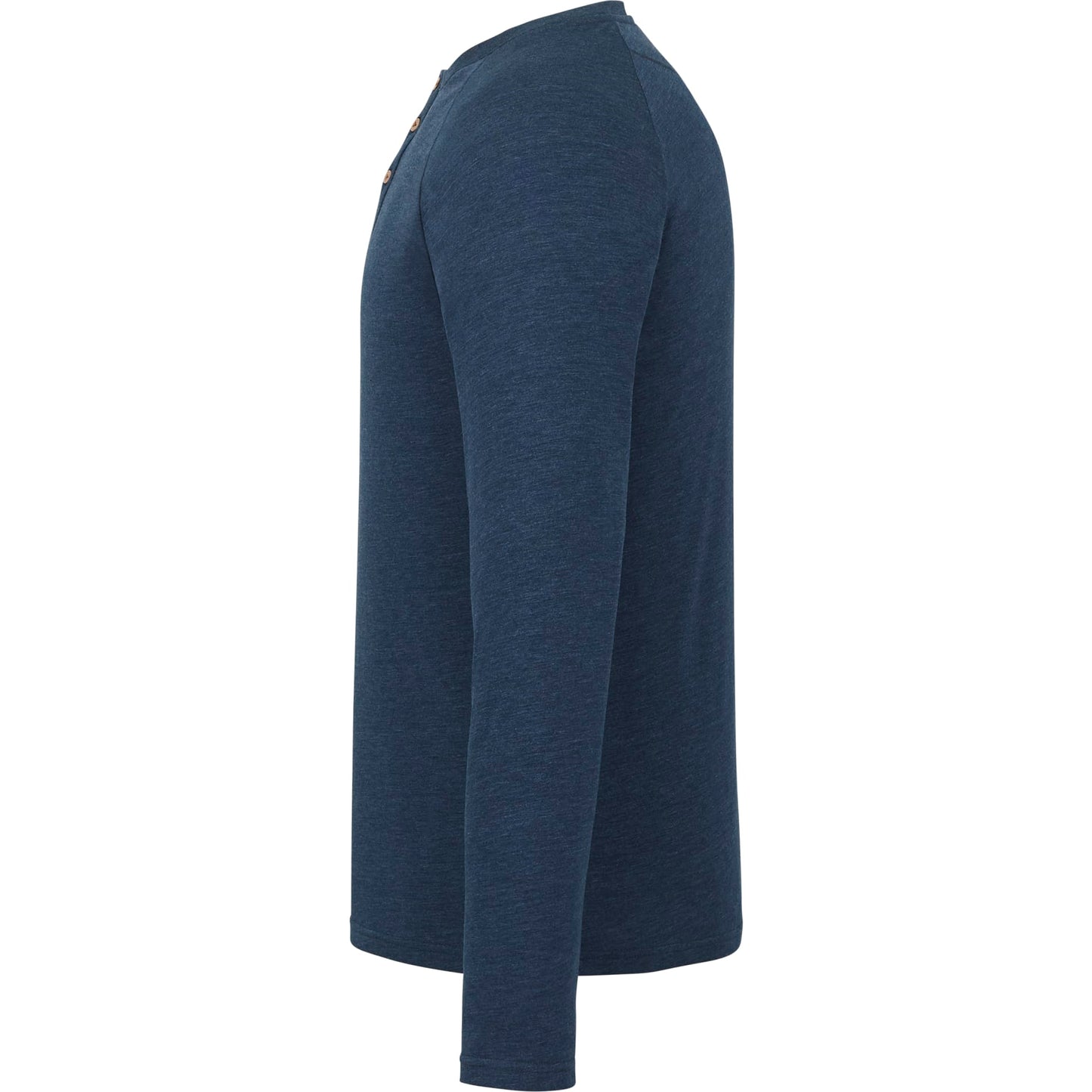 Left View of Blue tentree TreeBlend Classic Henley Longsleeve - Men's plain