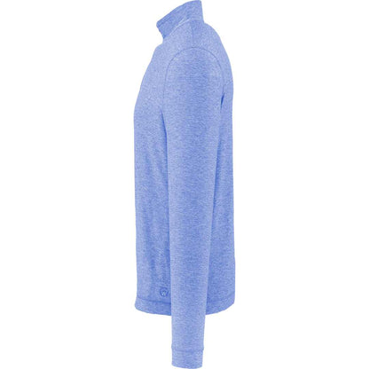 Left View of Blue WELLABLE Men's Knit 1/4 Zip plain