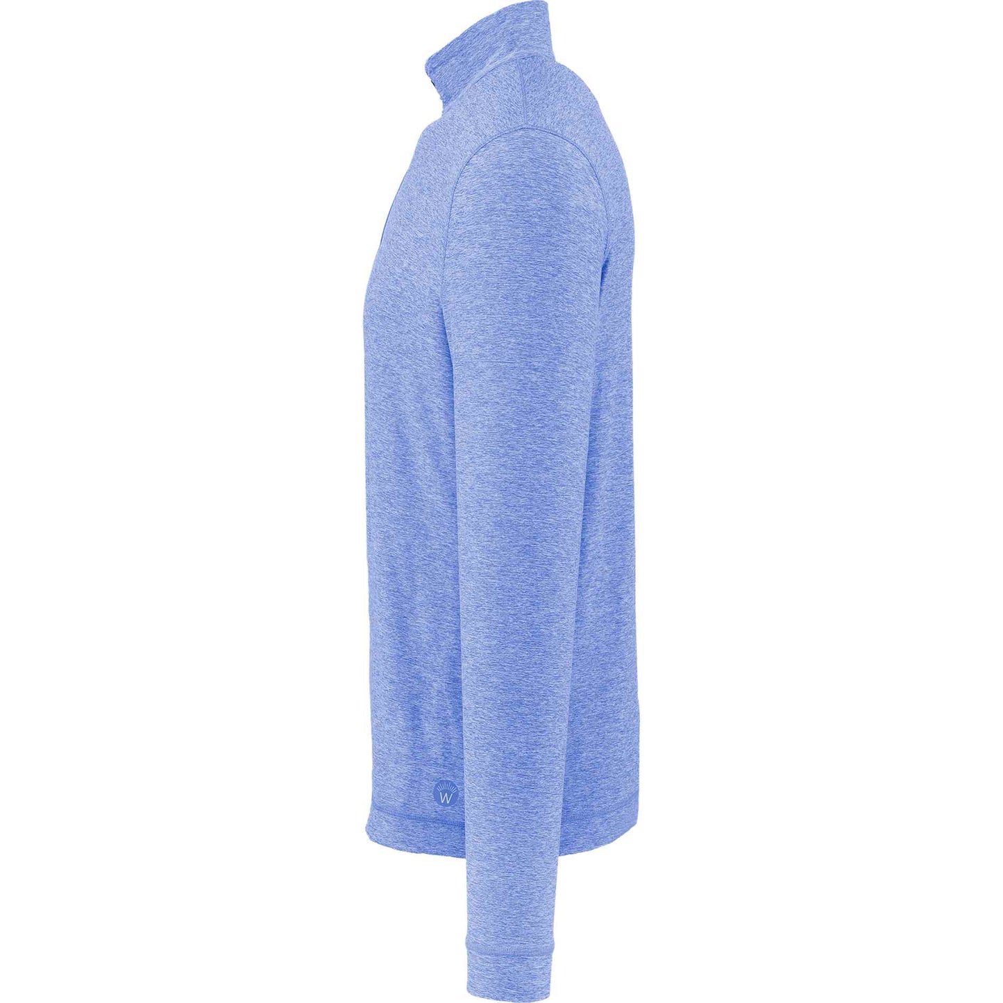 Left View of Blue WELLABLE Men's Knit 1/4 Zip plain