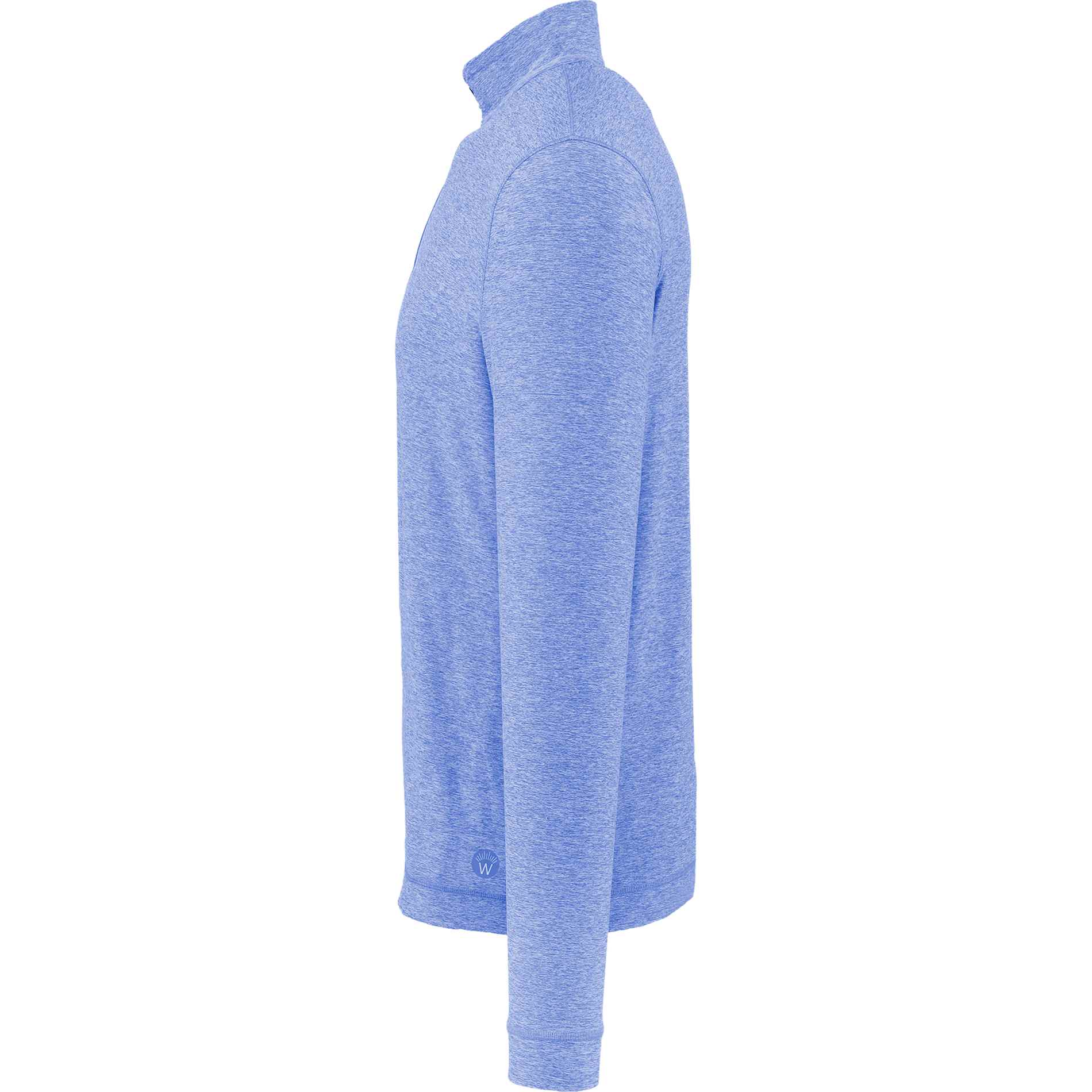 Left View of Blue WELLABLE Men's Knit 1/4 Zip plain