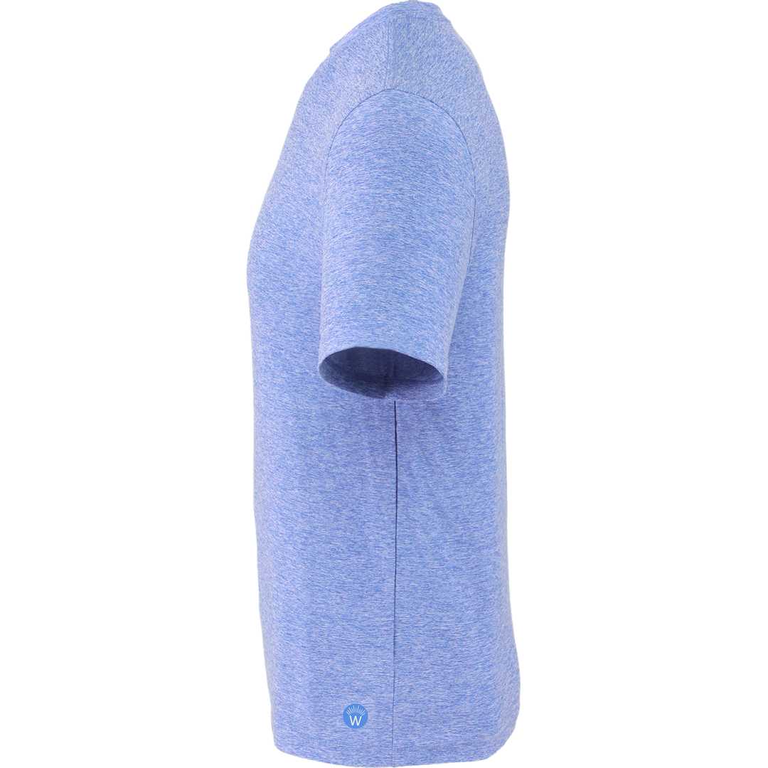 Left View of Blue WELLABLE Men's Short Sleeve Tee plain