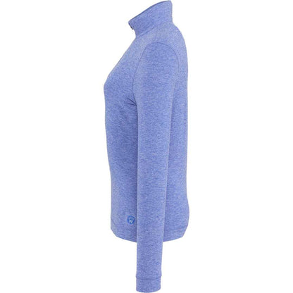 Left View of Blue WELLABLE Women's Knit 1/4 Zip plain