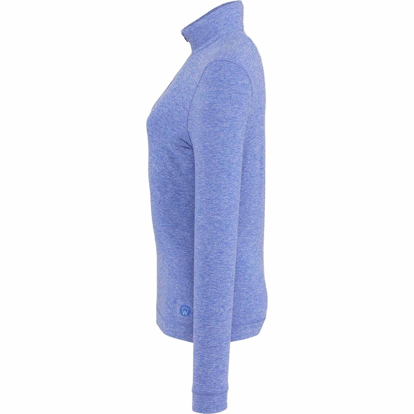 Left View of Blue WELLABLE Women's Knit 1/4 Zip plain