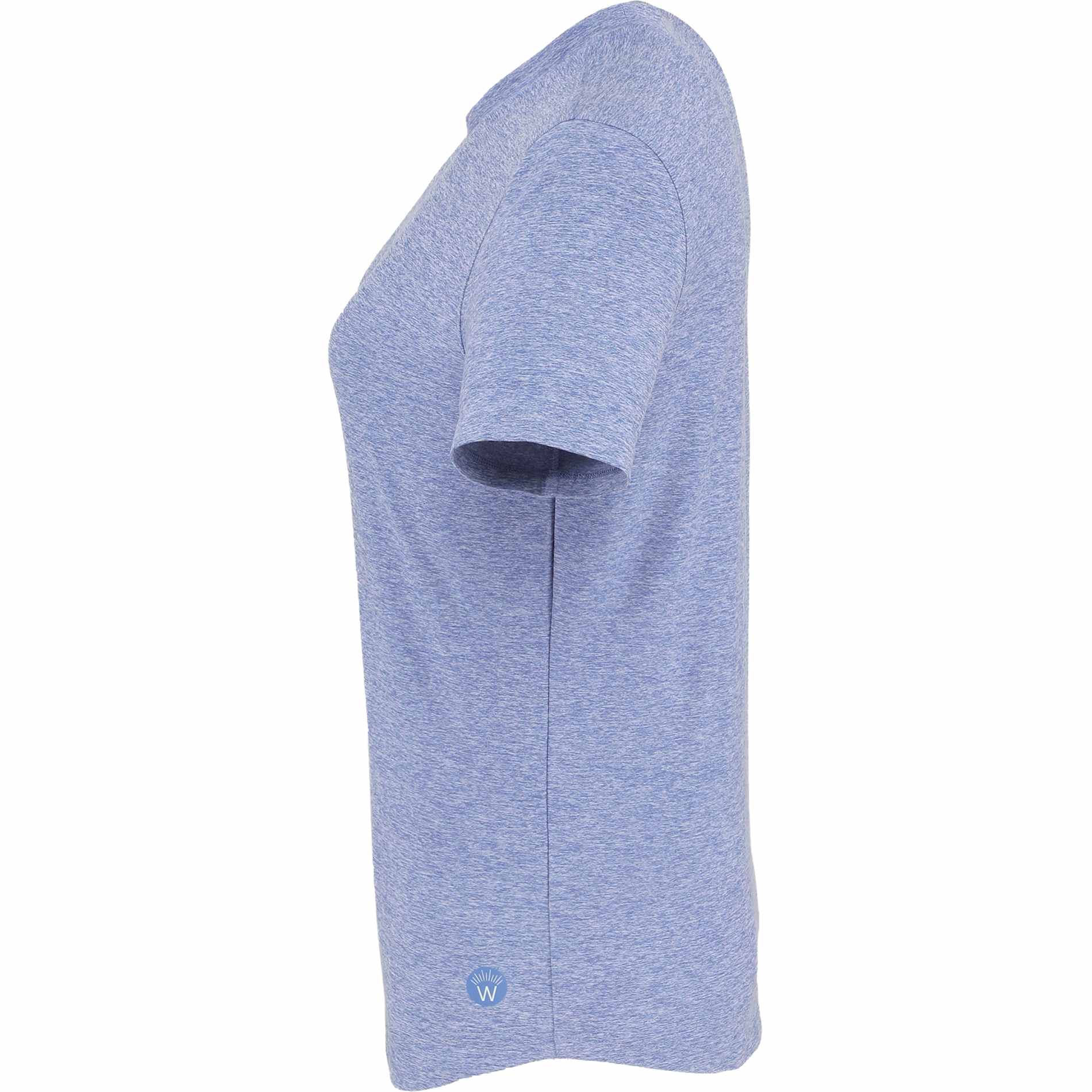 Left View of Blue WELLABLE Women's Short Sleeve Tee plain