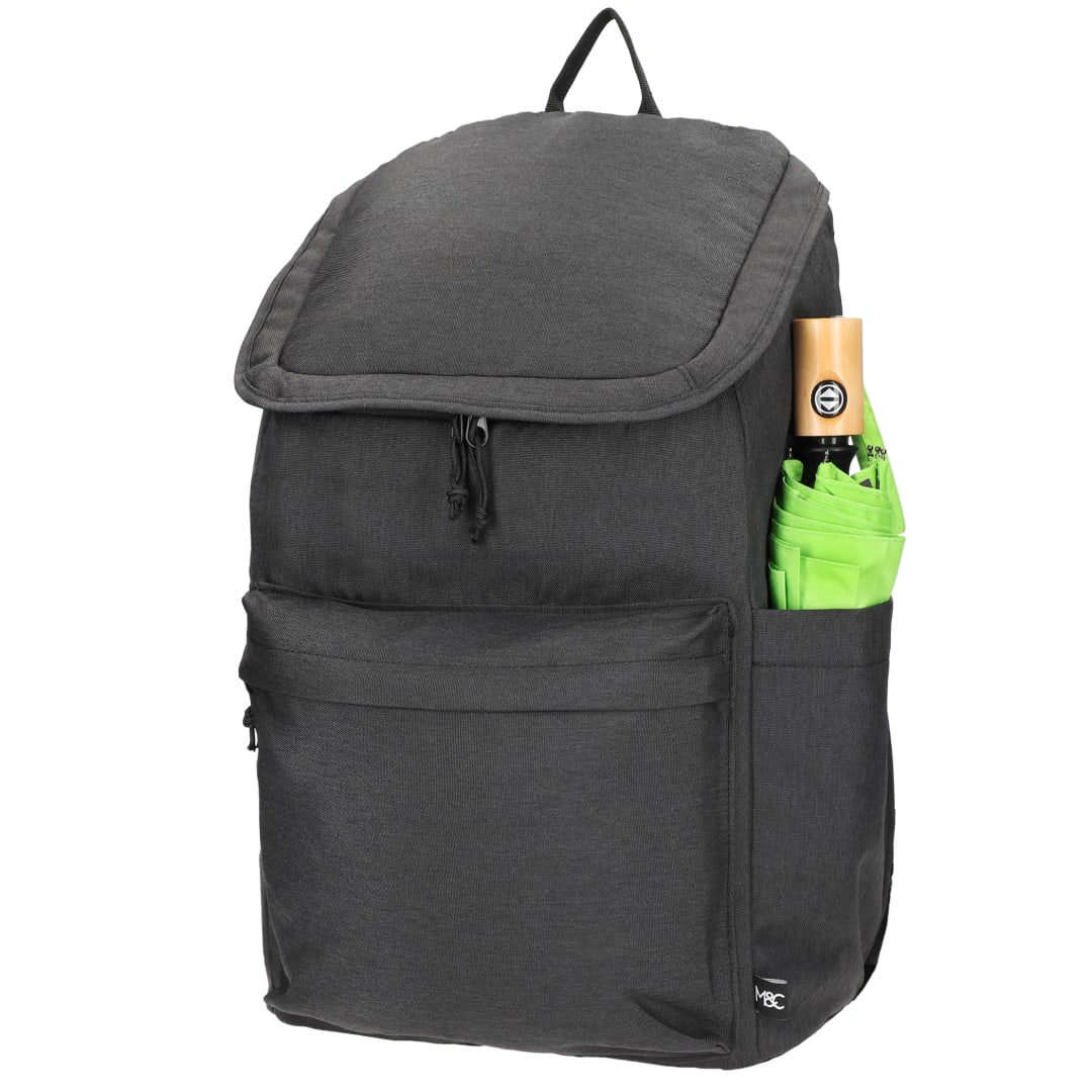 Left View of Gray Merchant & Craft Recycled 15" Laptop Backpack plain