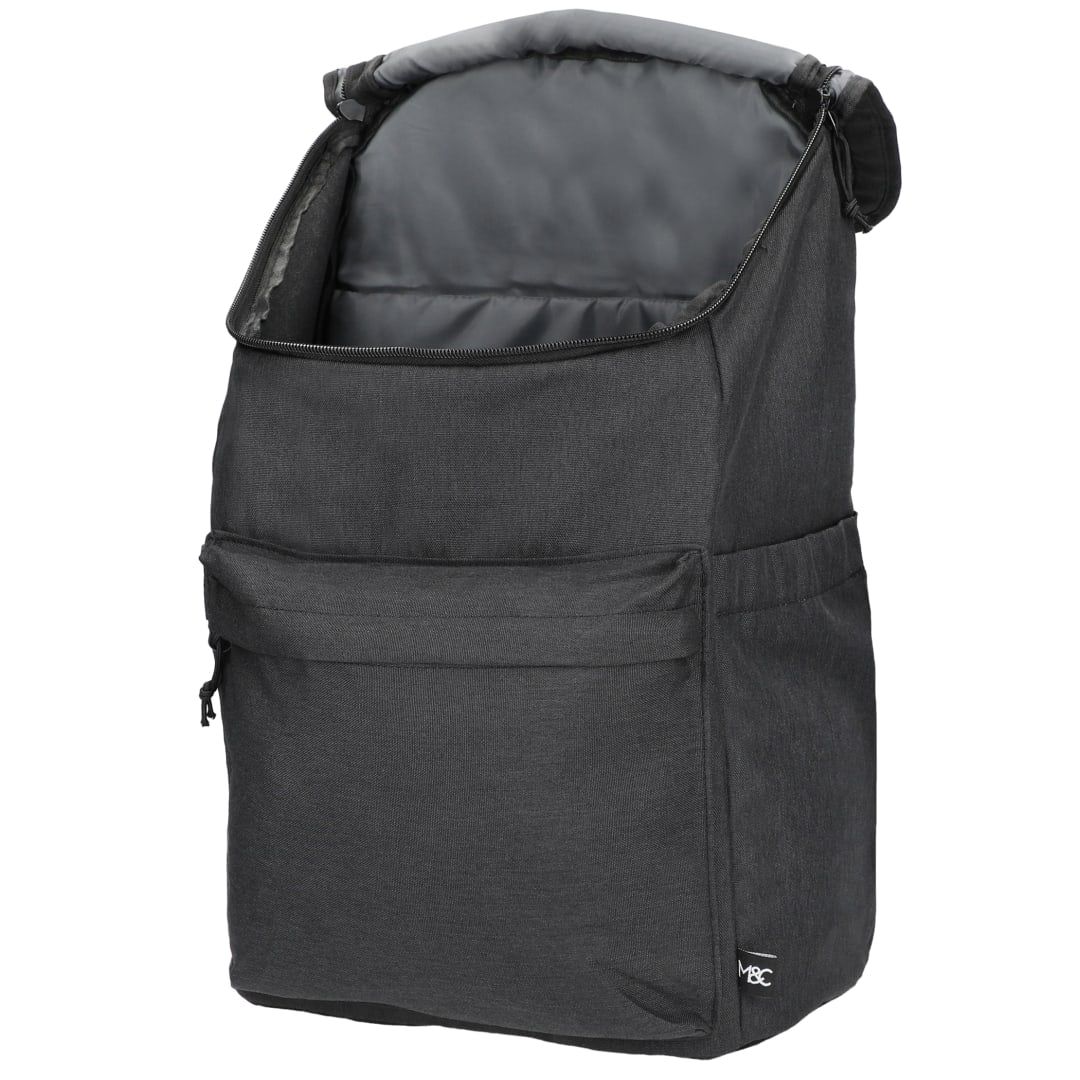 Left View of Gray Merchant & Craft Recycled 15" Laptop Backpack plain