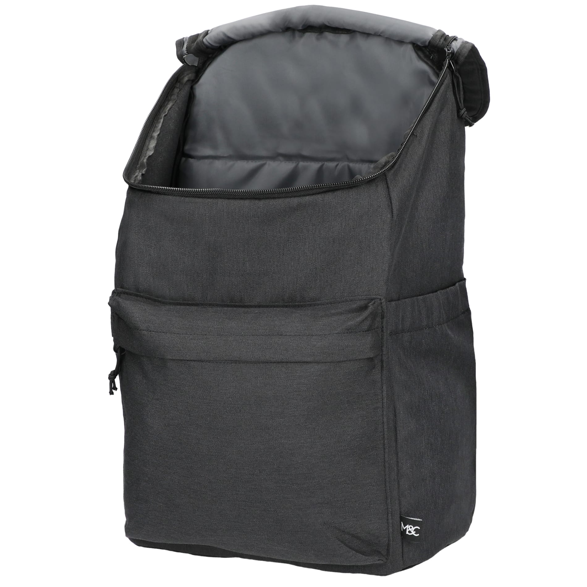 Left View of Gray Merchant & Craft Recycled 15" Laptop Backpack plain