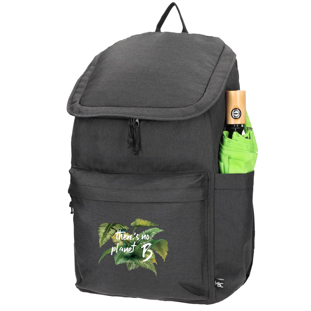 Left View of Gray Merchant & Craft Recycled 15" Laptop Backpack