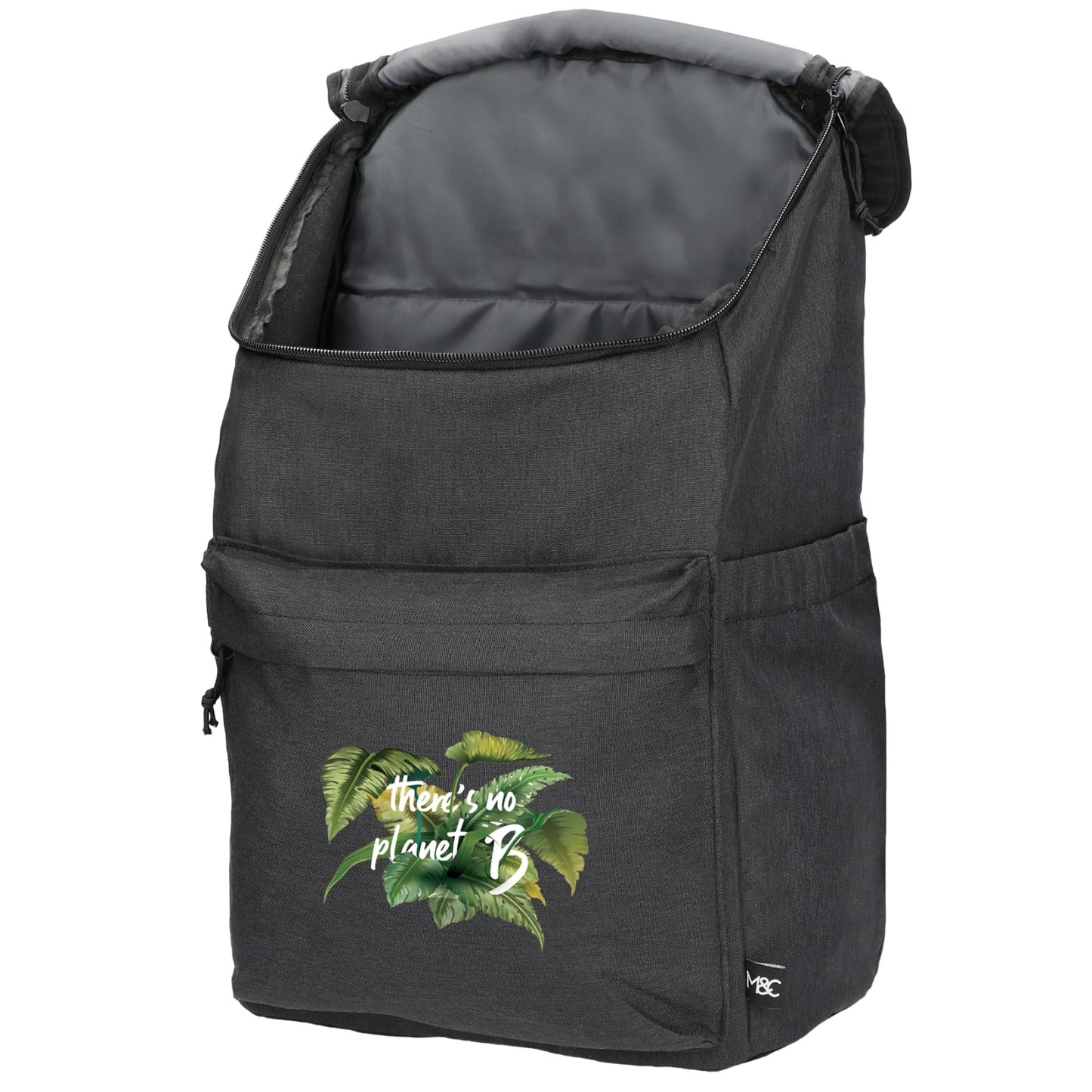 Left View of Gray Merchant & Craft Recycled 15" Laptop Backpack