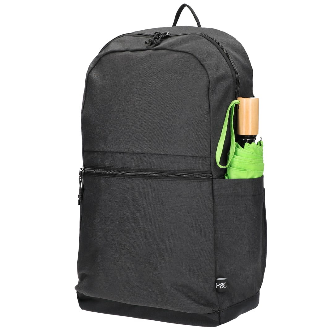 Left View of Gray Merchant & Craft Recycled 17" Laptop Backpack plain