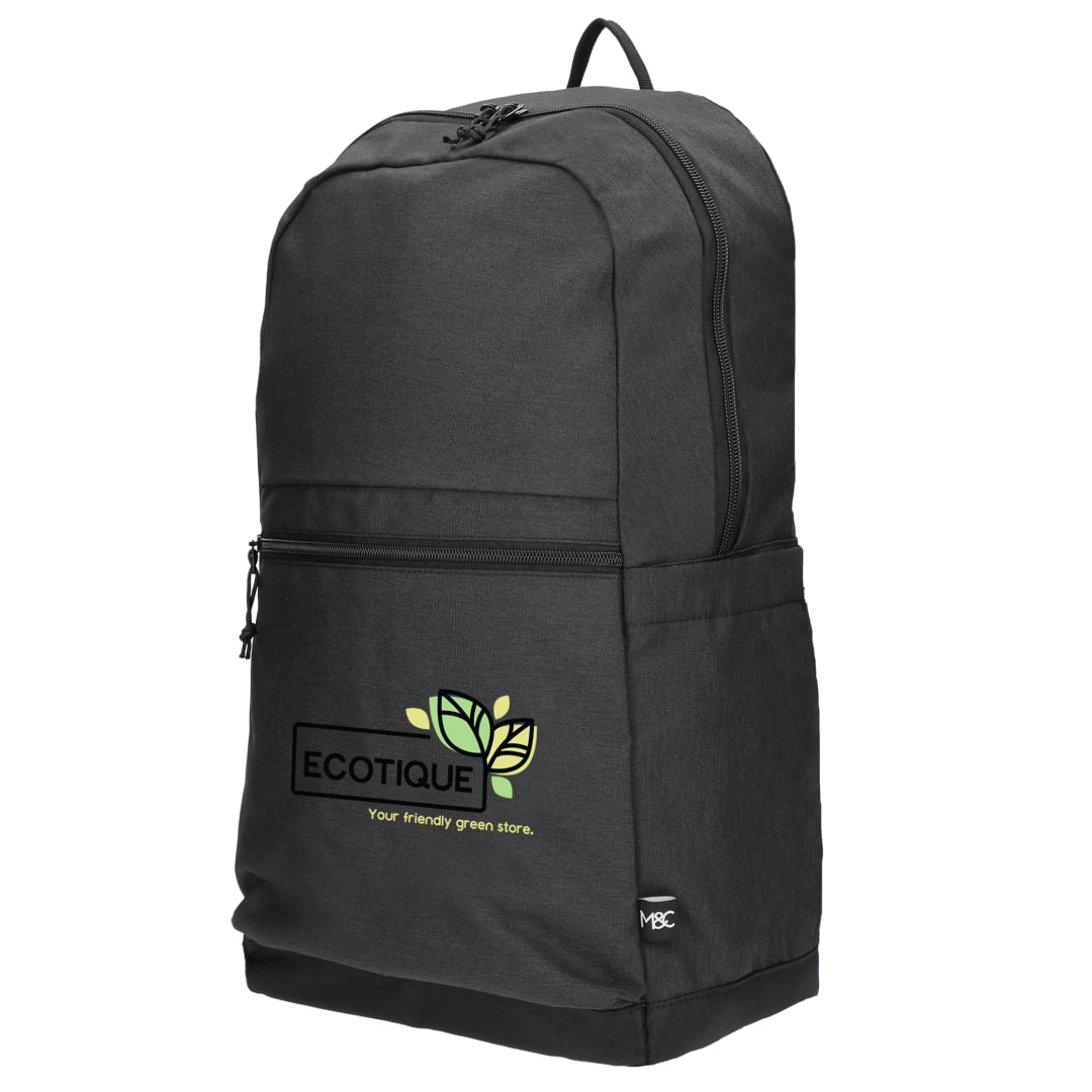 Left View of Gray Merchant & Craft Recycled 17" Laptop Backpack