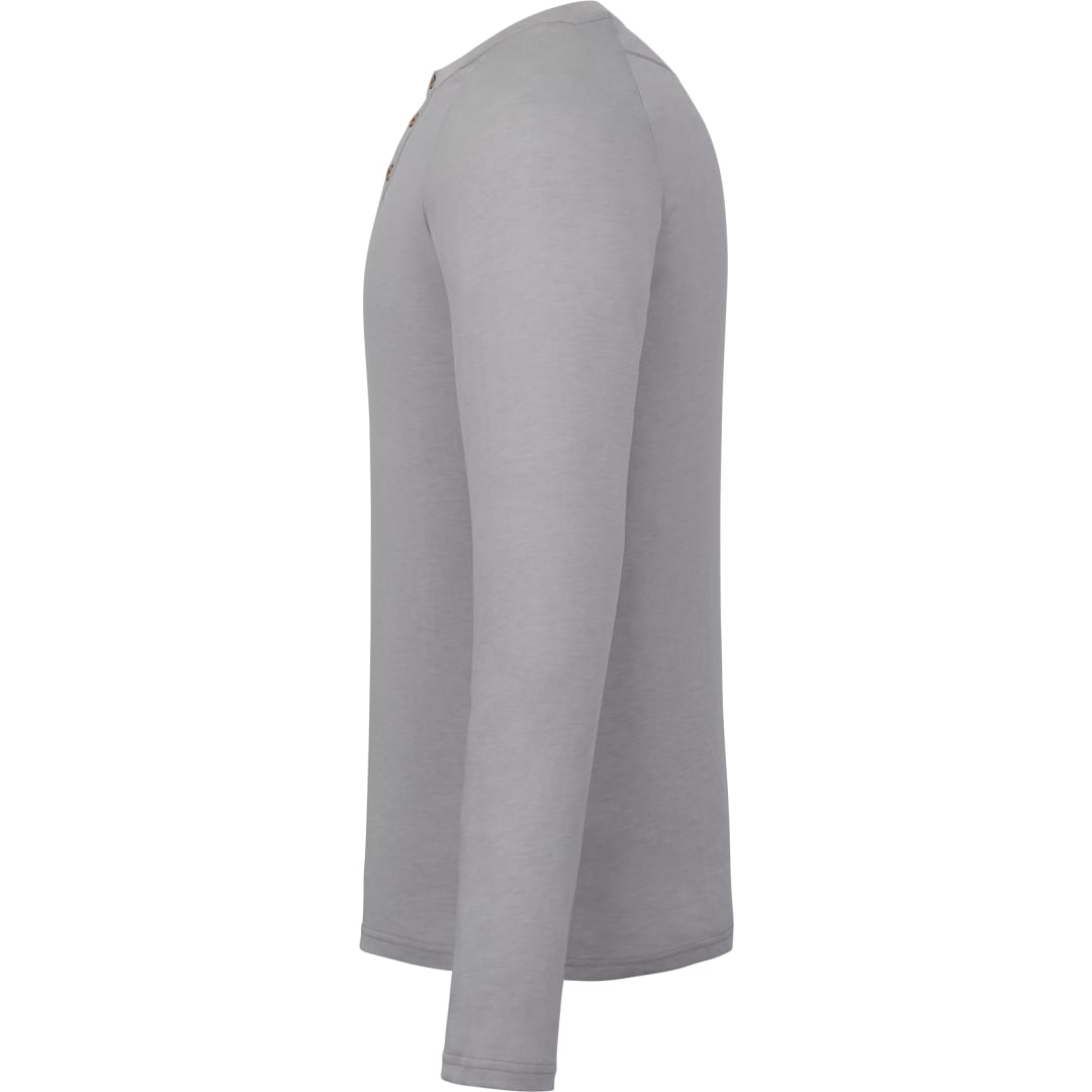 Left View of Gray tentree TreeBlend Classic Henley Longsleeve - Men's plain