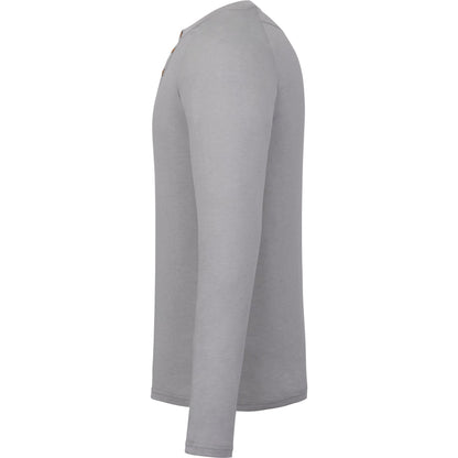 Left View of Gray tentree TreeBlend Classic Henley Longsleeve - Men's plain