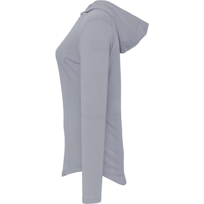 Left View of Grey IZU Everything Performance Hoodie - Women's plain