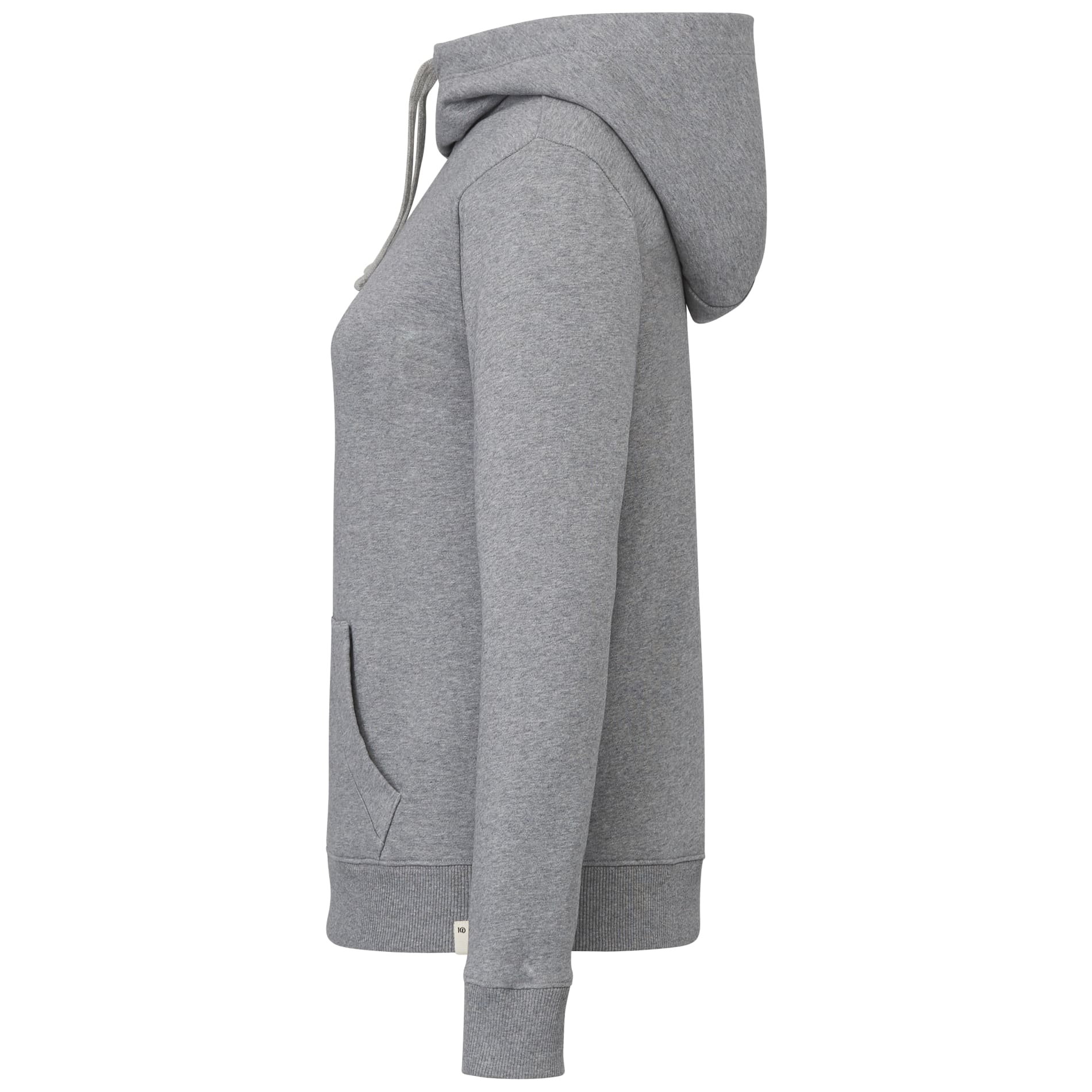 Left View of Grey tentree Organic Cotton Banshee Hoodie - Women's plain