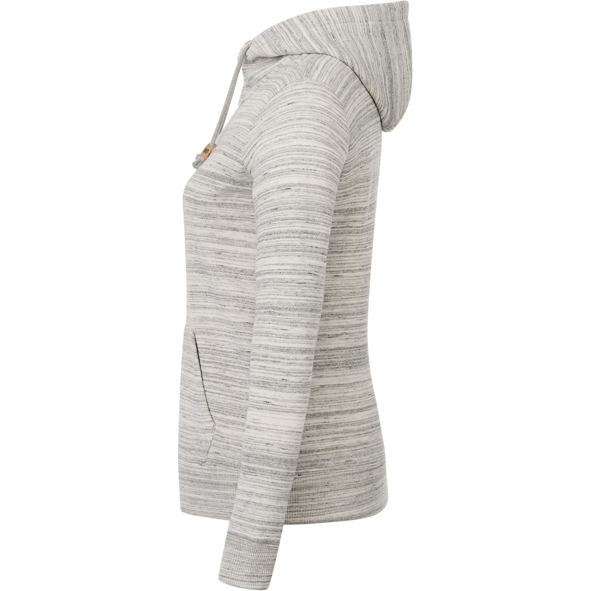 Left View of Grey tentree Space Dye Zip Hoodie - Women's plain