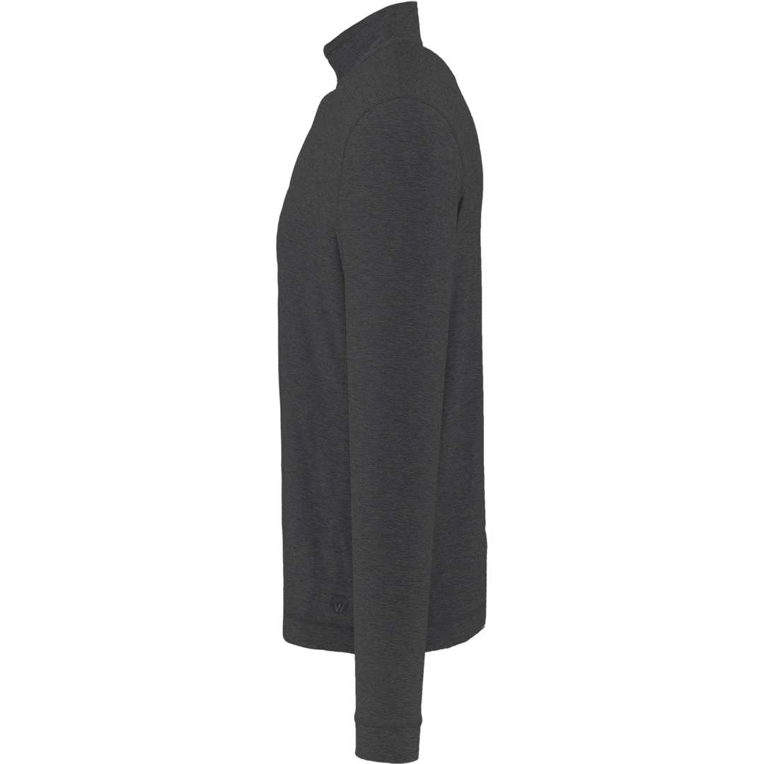 Left View of Grey WELLABLE Men's Knit 1/4 Zip plain