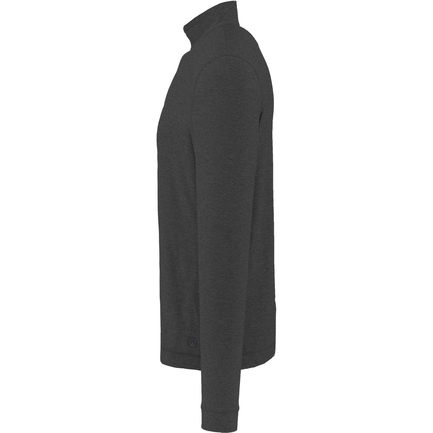 Left View of Grey WELLABLE Men's Knit 1/4 Zip plain
