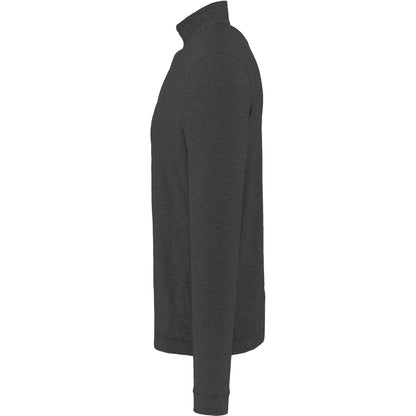 Left View of Grey WELLABLE Men's Knit 1/4 Zip plain