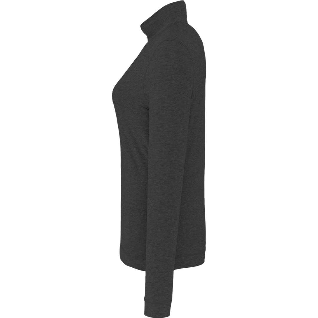 Left View of Grey WELLABLE Women's Knit 1/4 Zip plain
