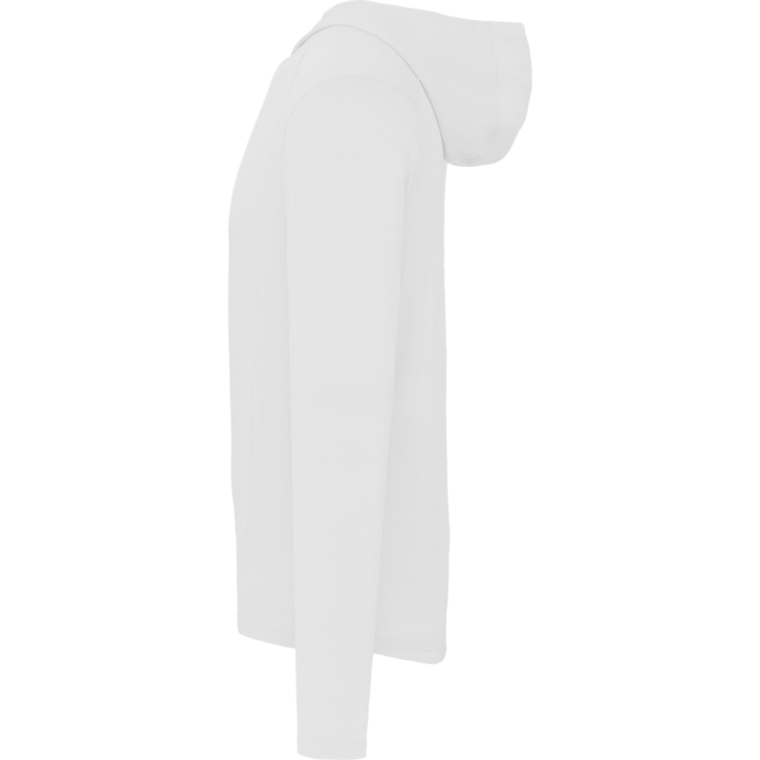 Left View of White IZU Everthing Performance Hoodie - Men's plain
