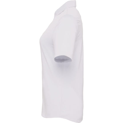 Left View of White TATRA Eco Short Knit Button Up Sleeve Shirt - Women's plain