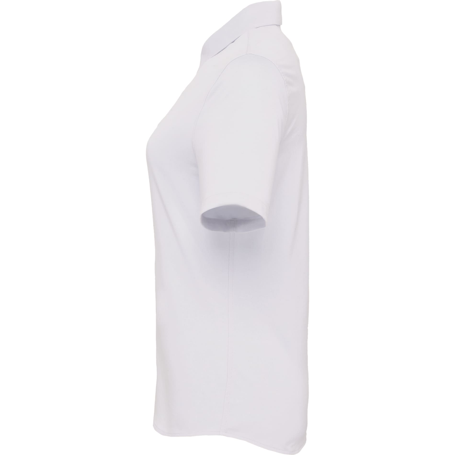 Left View of White TATRA Eco Short Knit Button Up Sleeve Shirt - Women's plain
