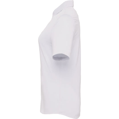 Left View of White TATRA Eco Short Knit Button Up Sleeve Shirt - Women's plain