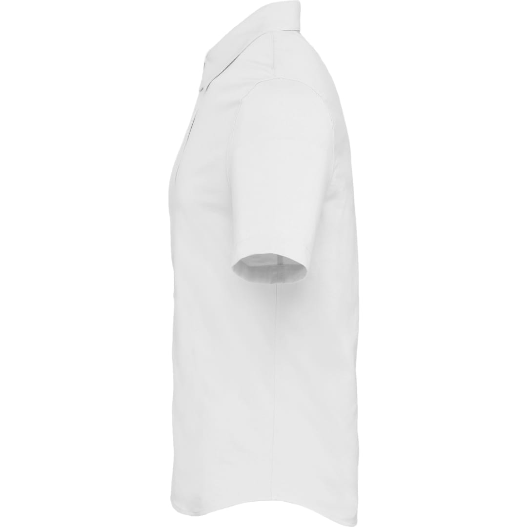 Left View of White TATRA Eco Short Sleeve Knit Shirt - Men's plain