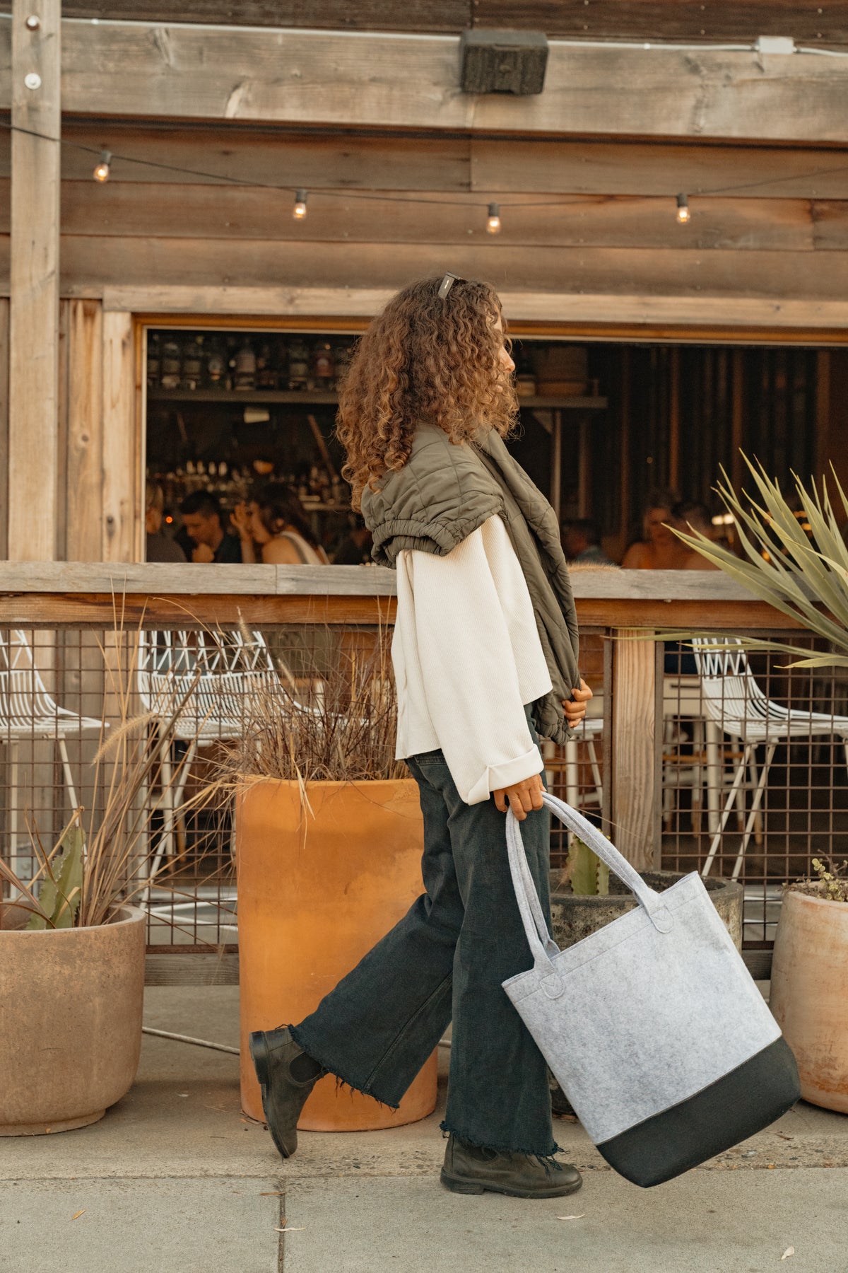 Light Grey/Black Out of the Woods® Felt Colorblock Tall Tote
