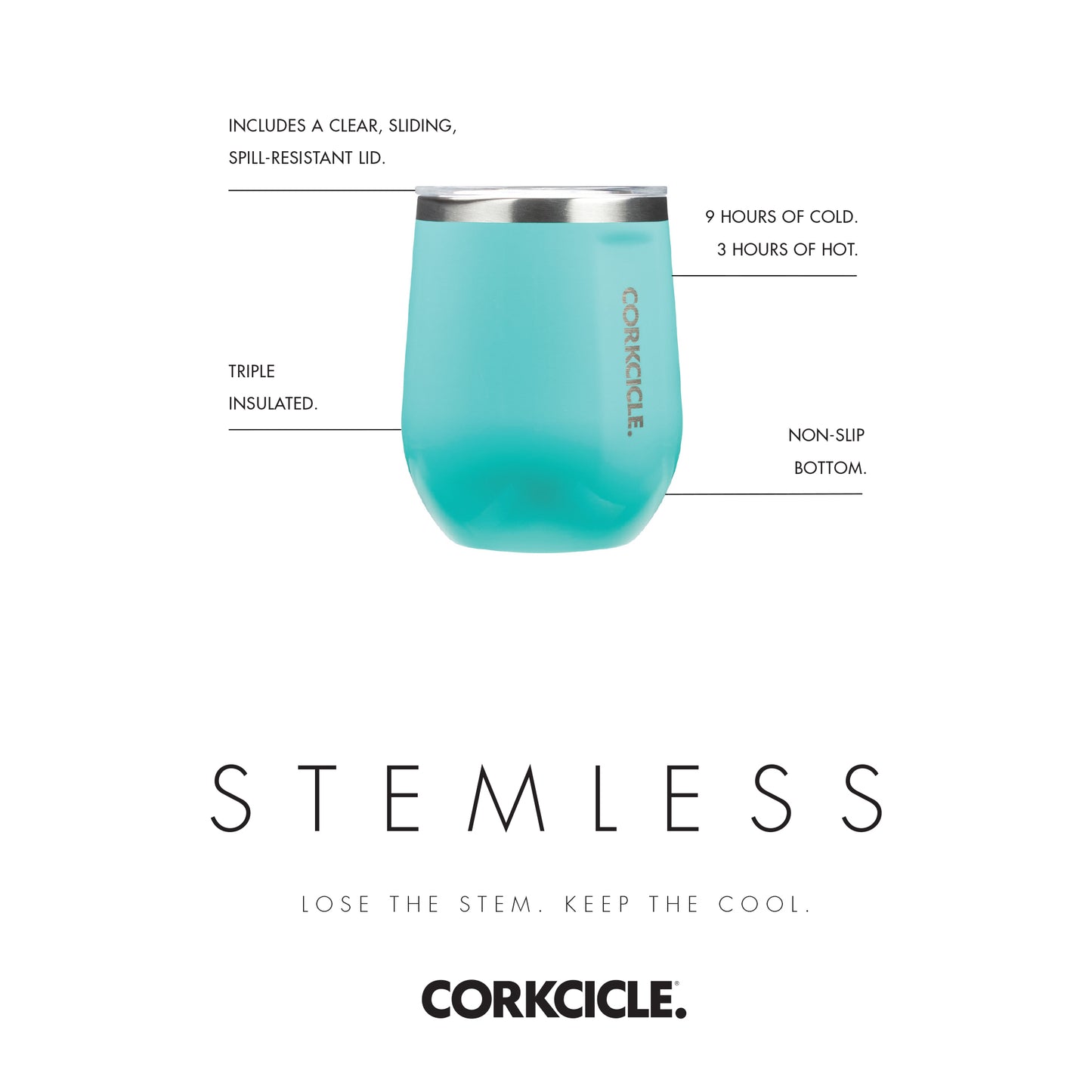Matte Black CORKCICLE® Stemless Wine Cup Gift Set