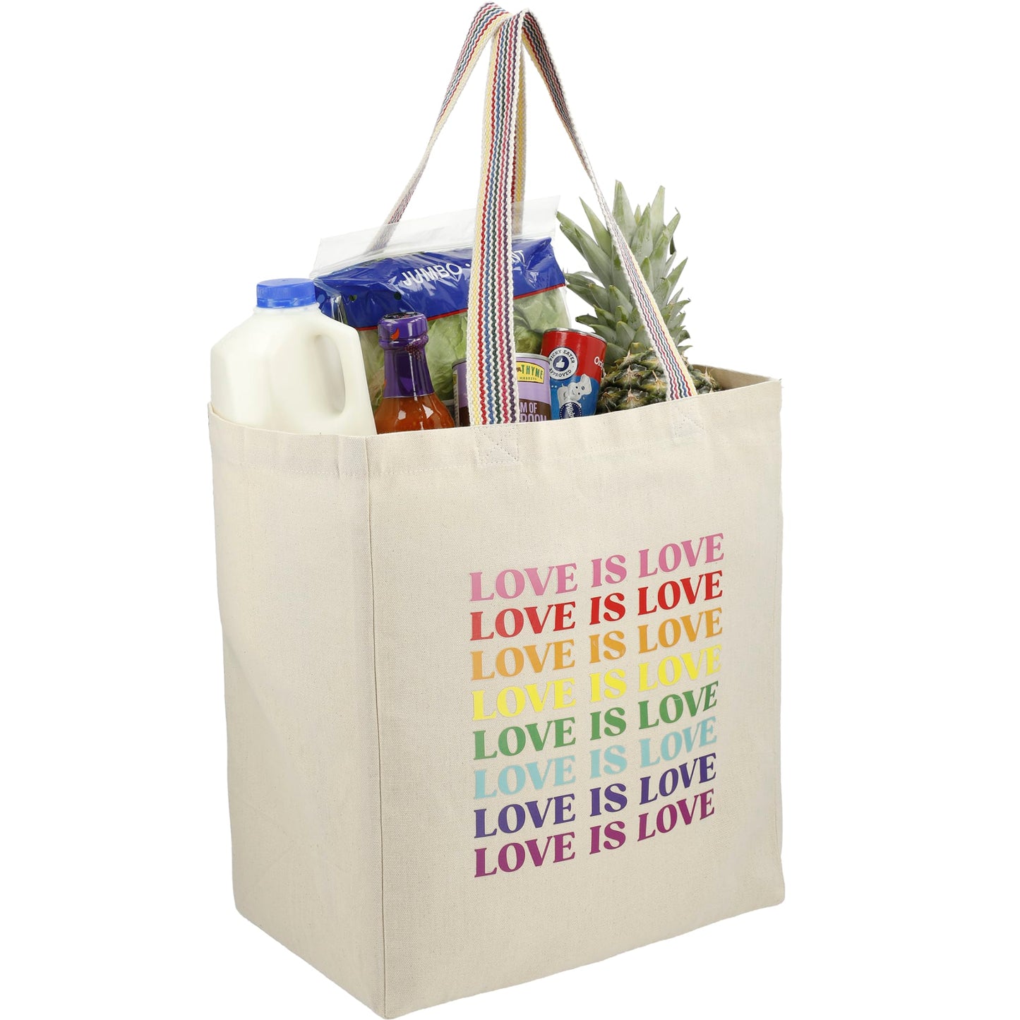 Natural Rainbow Recycled 6oz Cotton Grocery Tote
