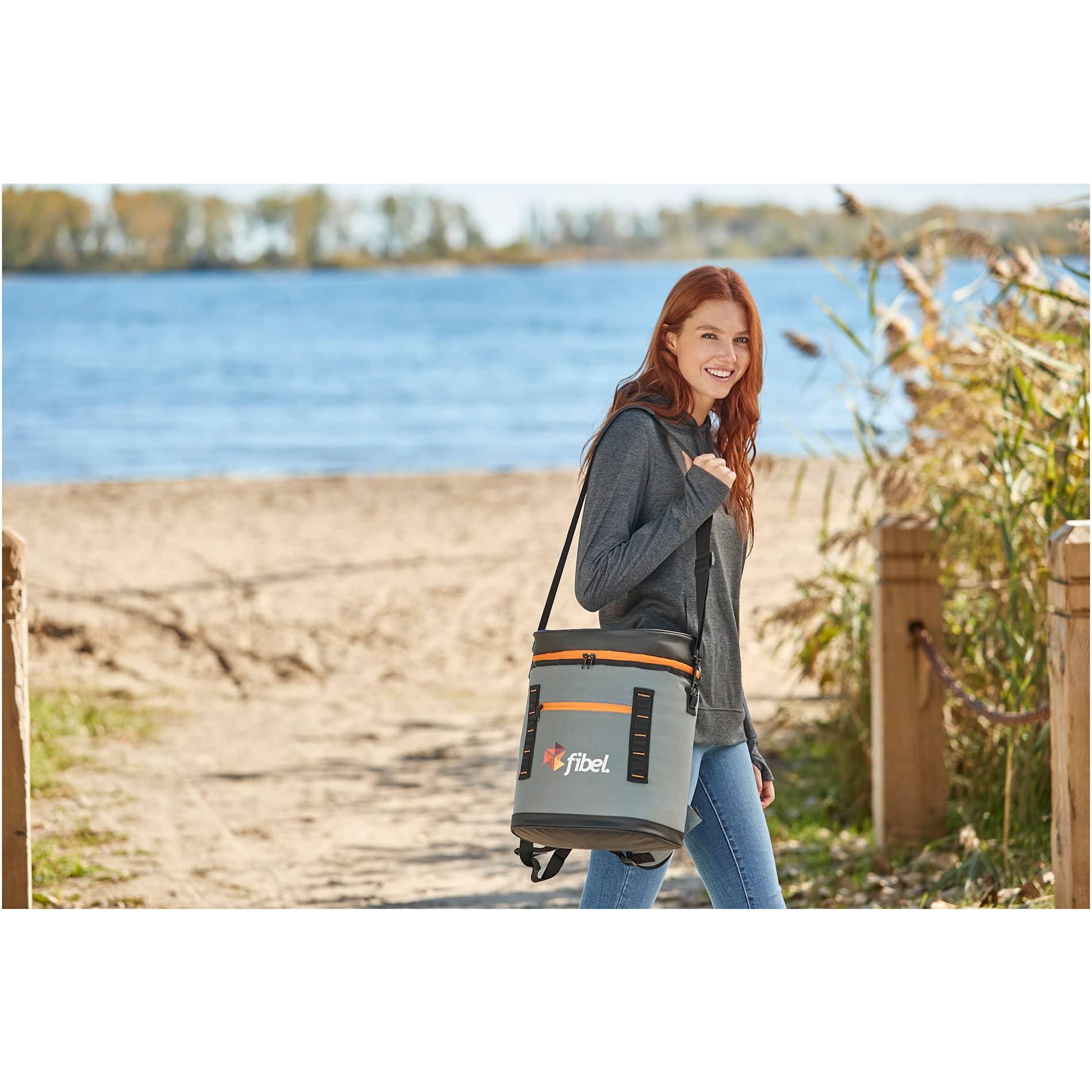Orange 20 Can Backpack Cooler