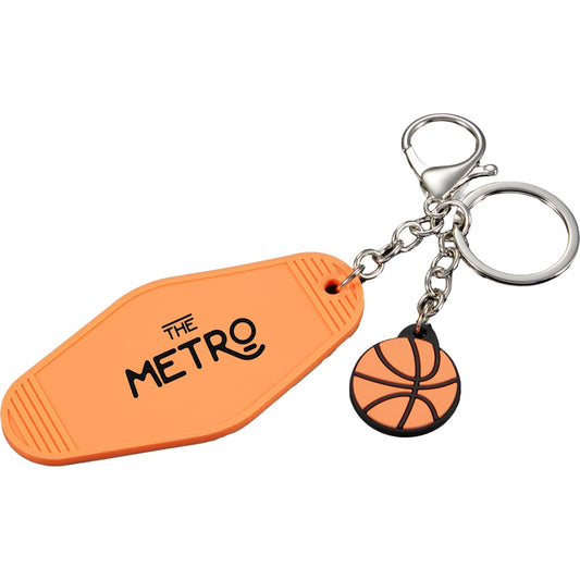 Orange Basketball Motel Keychain
