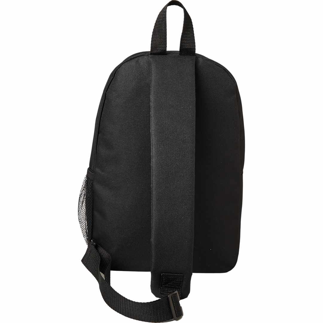 Rear View of Black Barton Recycled Sling Backpack plain