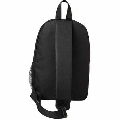 Rear View of Black Barton Recycled Sling Backpack plain
