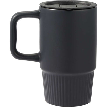 Rear View of Black Camden 13oz Ceramic Mug w/ Lid