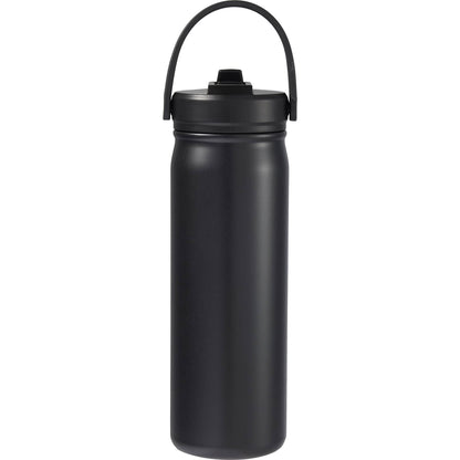 Rear View of Black Carpo 20oz Straw lid Vacuum Bottle