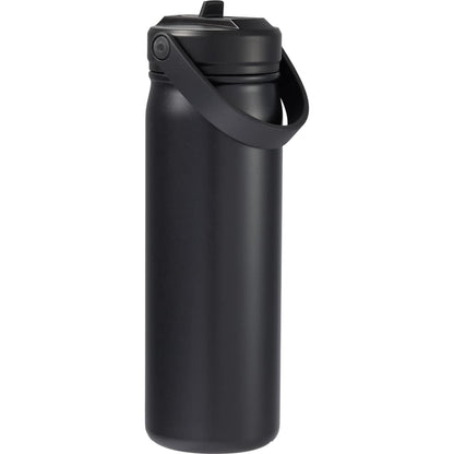 Rear View of Black Carpo 20oz Straw lid Vacuum Bottle