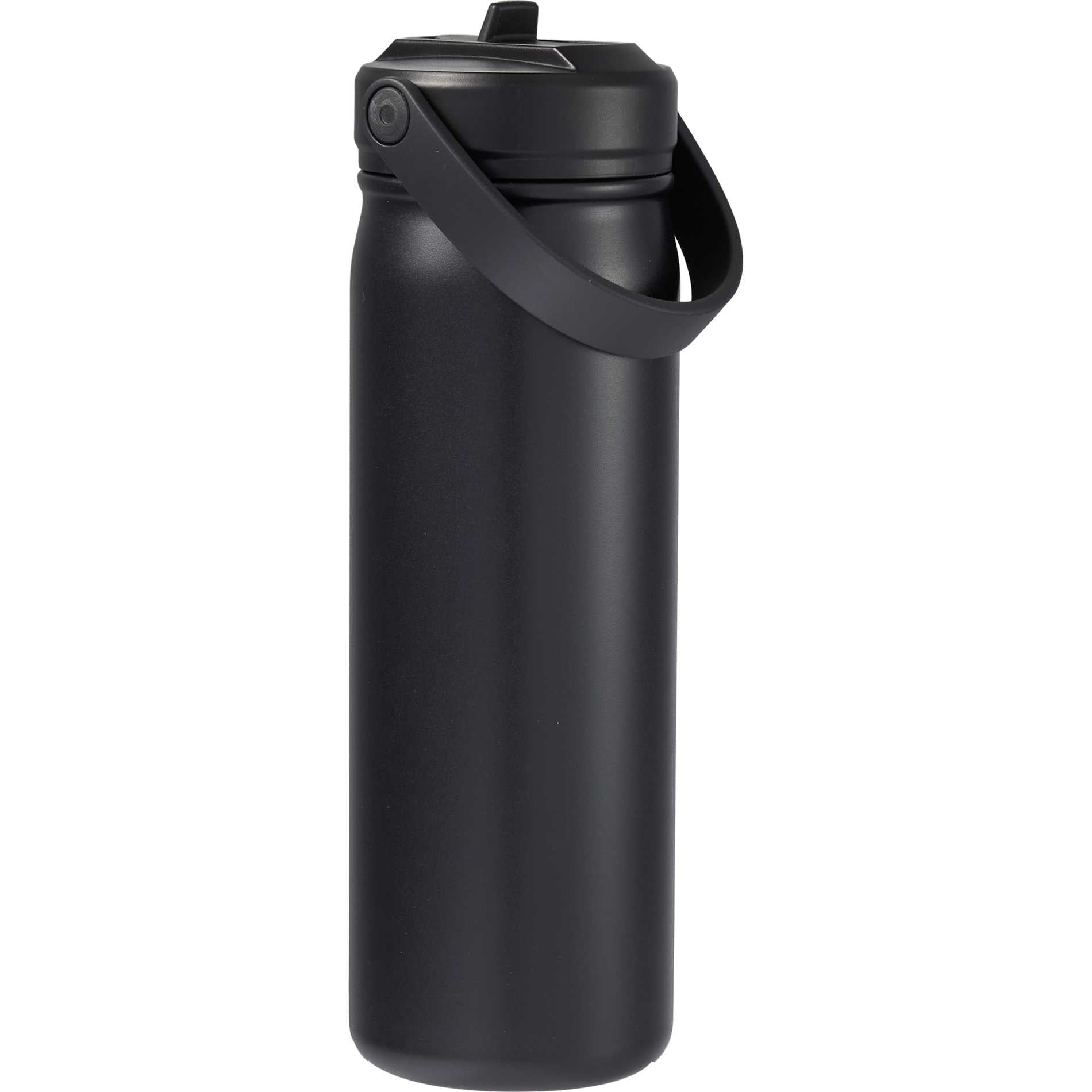 Rear View of Black Carpo 20oz Straw lid Vacuum Bottle