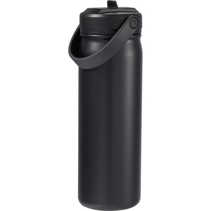 Rear View of Black Carpo 20oz Straw lid Vacuum Bottle