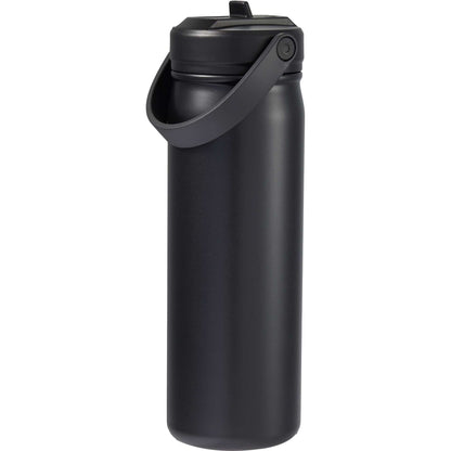 Rear View of Black Carpo 20oz Straw lid Vacuum Bottle