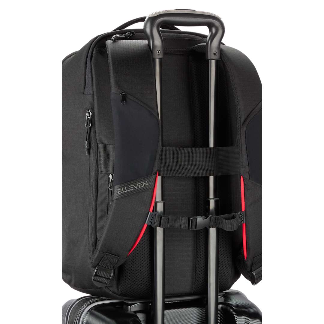 Rear View of Black elleven™ Luminous 15" Recycled Laptop Backpack plain