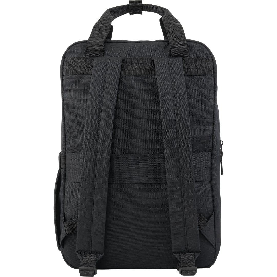 Rear View of Black Fife Recycled 15" Laptop Backpack