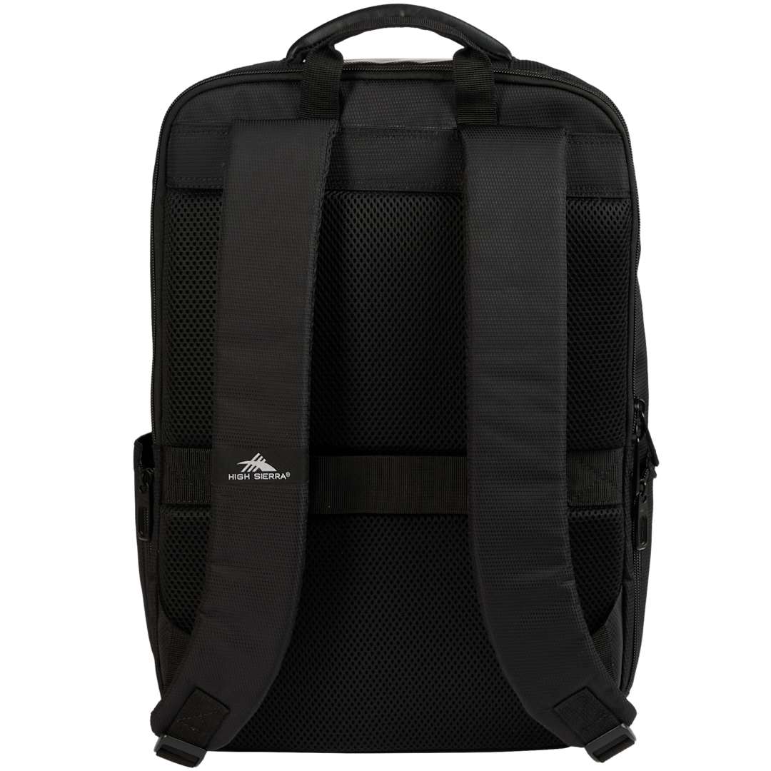 Rear View of Black High Sierra Recycled Armagh Backpack plain