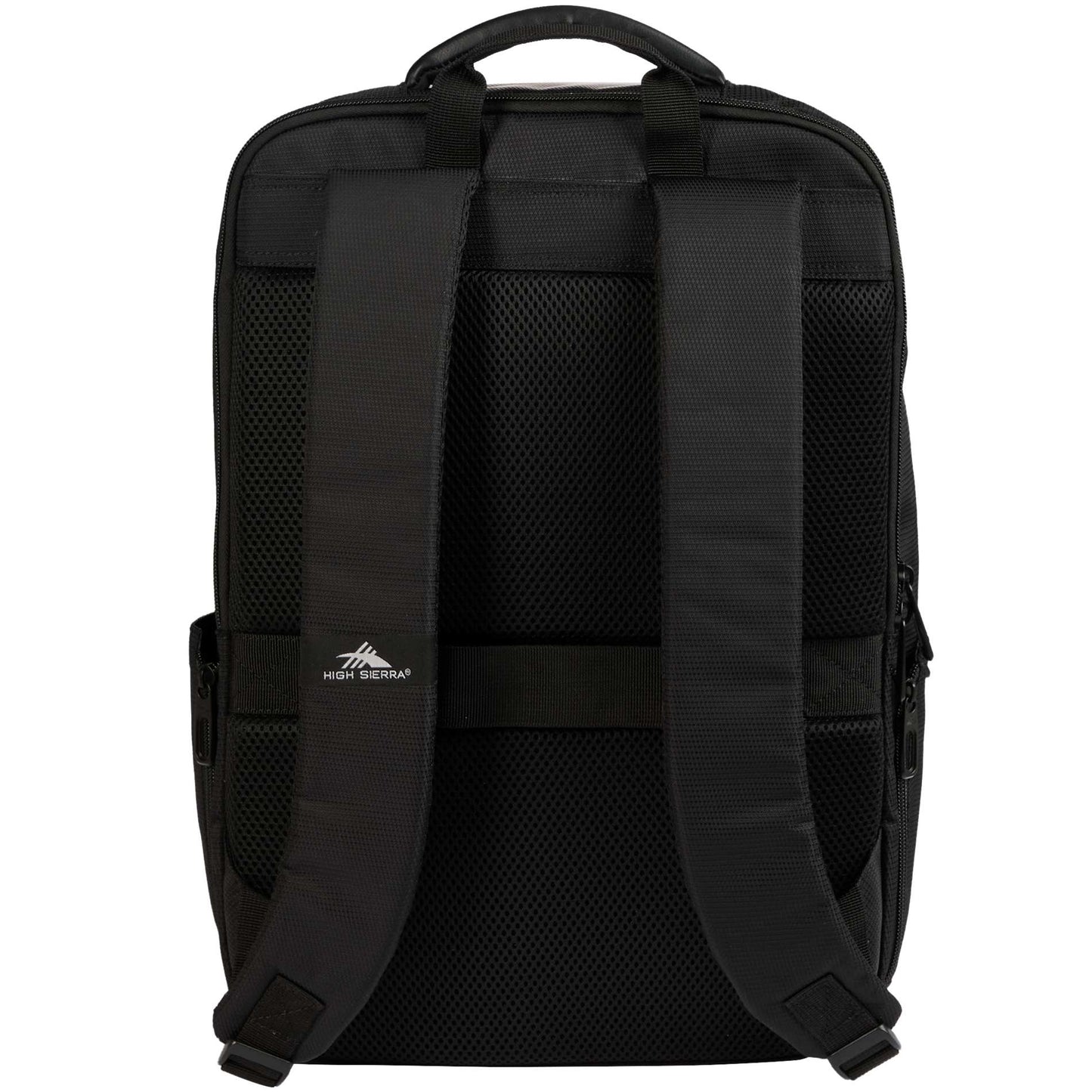 Rear View of Black High Sierra Recycled Armagh Backpack plain