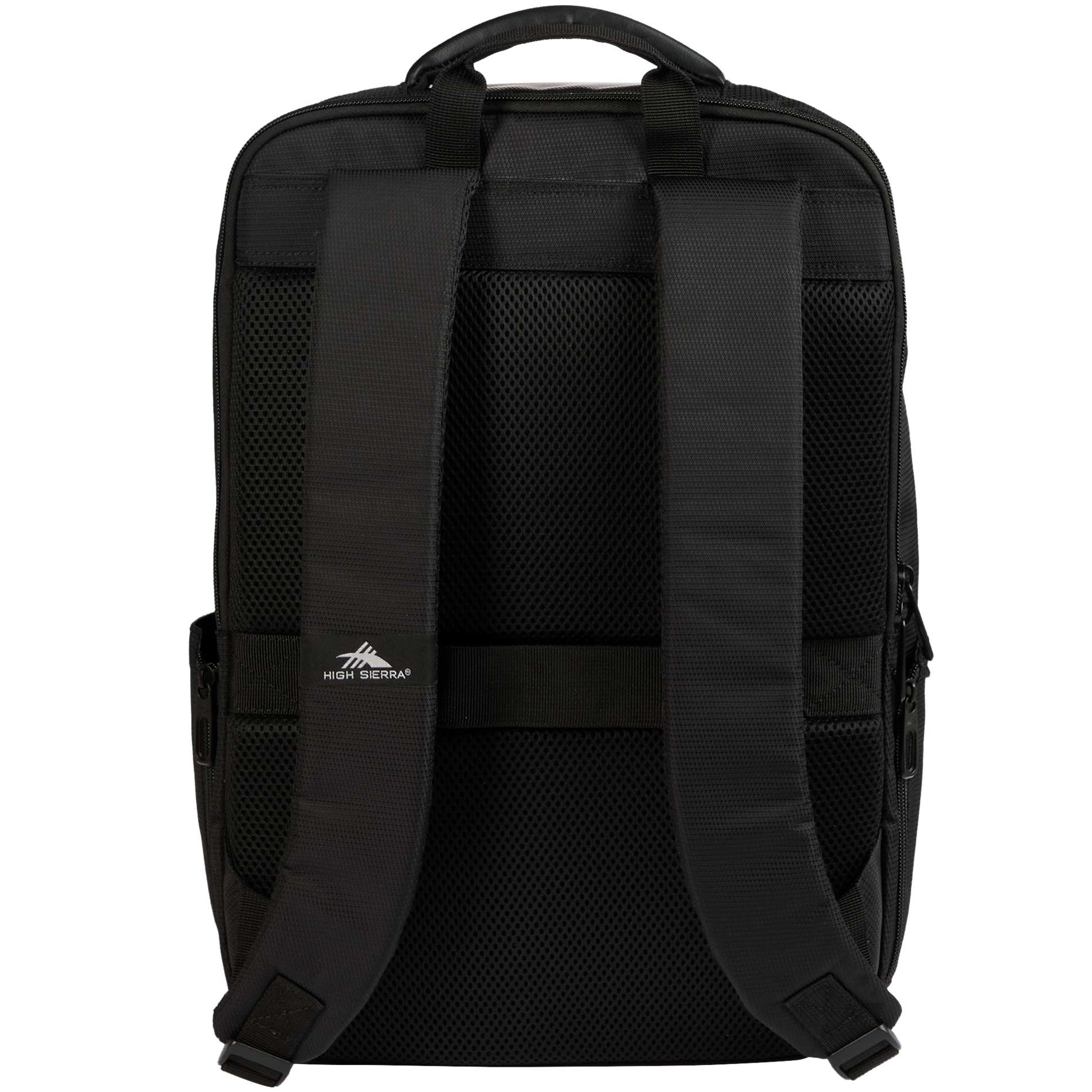 Rear View of Black High Sierra Recycled Armagh Backpack plain