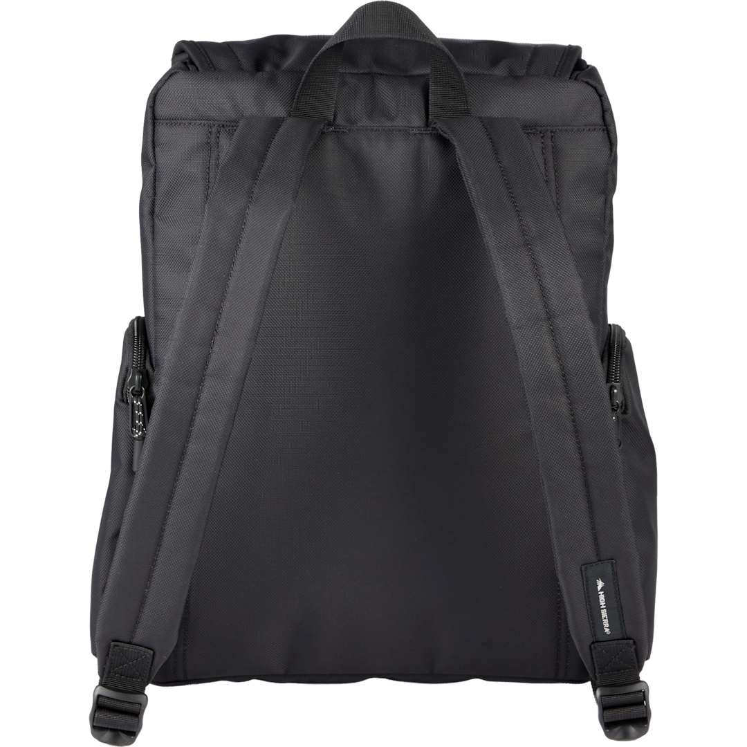 Rear View of Black High Sierra Trekpoint Flap Backpack