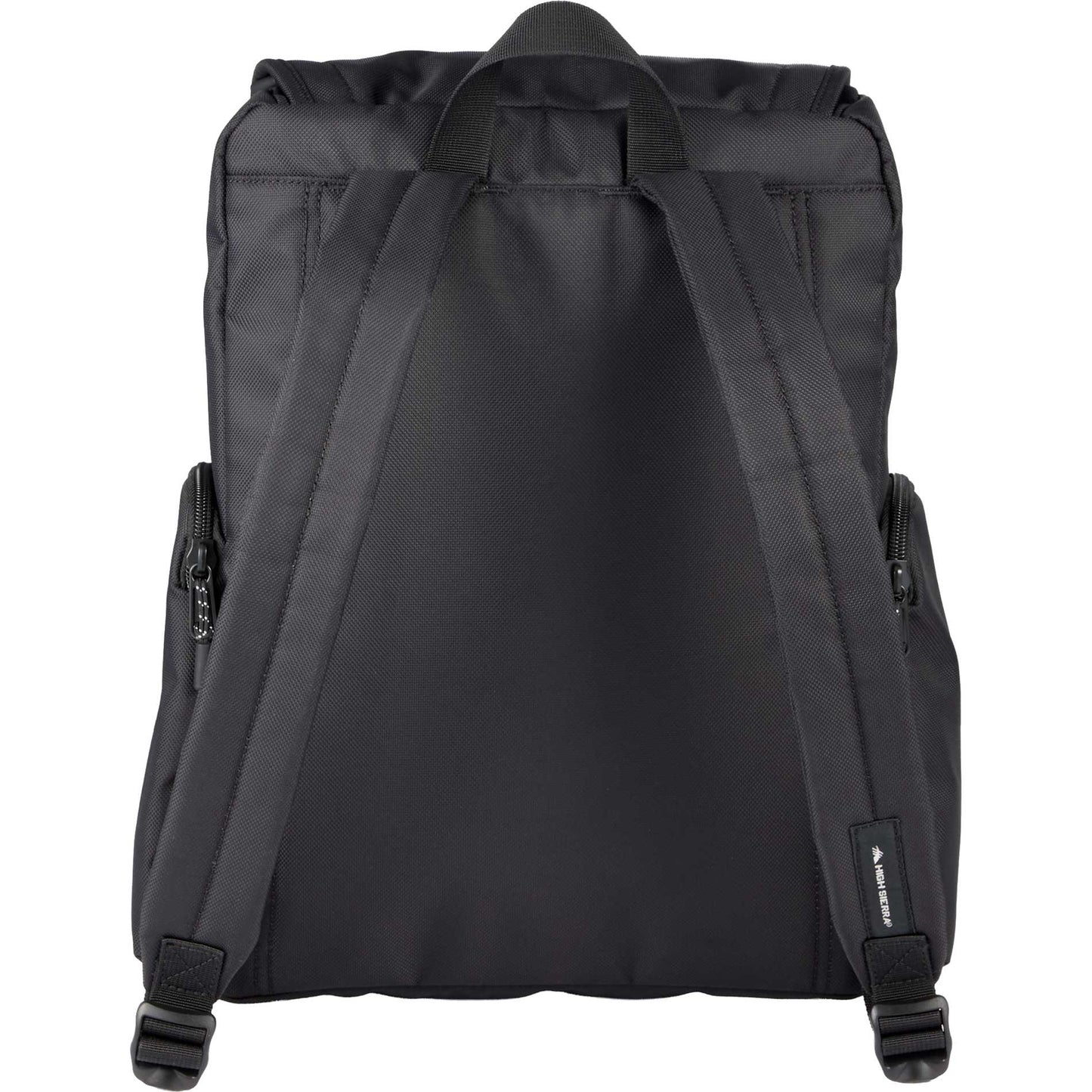 Rear View of Black High Sierra Trekpoint Flap Backpack